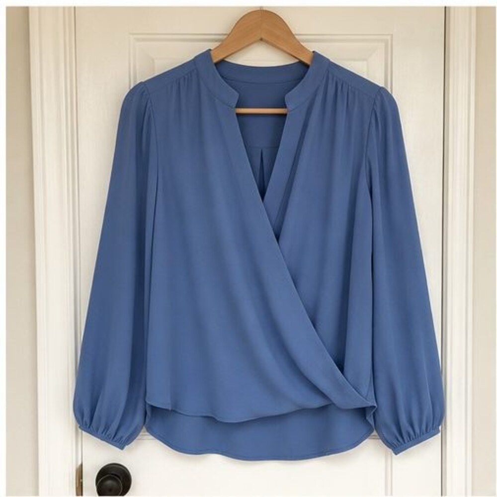 Blue Wrap Blouse